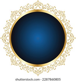 ROUND FRAME Decorative line art frame for design template. Elegant vector element Eastern style, a place for text. Golden outline floral border. Lace illustration for invitations and greeting cards
