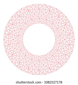 Round frame of delicate lotus flowers and a place for text. Vector element for greeting cards, invitation cards and your creativity