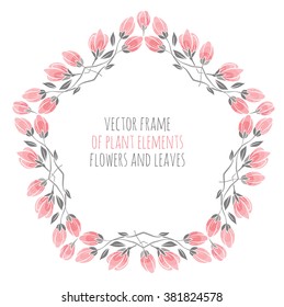 round frame of delicate pink sakura cherry blossoms - vector illustration for design