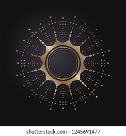 Round frame for design with abstract geometric pattern. Circle frame. Elegant element for printing of cards, invitations, books, for textiles, engraving, wooden furniture, forging. Vector.
