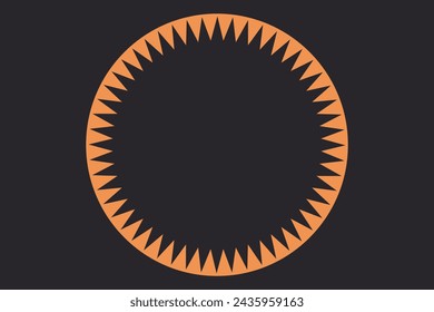 Round frame design concept of sun flames isolated on dark background - vector illustration