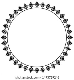 Round Frame design with Flowers - Indian Traditional and Cultural Rangoli, Alpona, Kolam or Paisley vector line art 