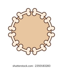 Round frame of dog bones with place and space for text or image. Vector design template on empty white background. 