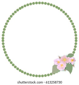 Round frame with dog-rose, vector illustration