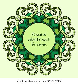 Round frame with doodle abstract pattern and tentacles. Vector template for cards, greeting cards, posters, and your design