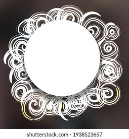 round frame with drawn curl  vector background