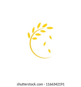 Round frame with ears of wheat or barley or rye.  Vector illustration isolated on white. Autumn. agriculture, nature firm, ecology, healthy organic and farm fresh food symbol. 