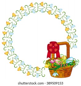 Round frame with Easter basket