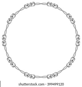 Round frame with elegant tulips. Vector clip art.