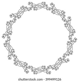 Round frame with elegant tulips. Vector clip art.