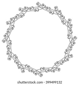 Round frame with elegant tulips. Vector clip art.