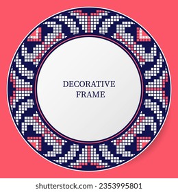 Round Frame Ethnic Patterns can be used for backgrounds, Clothing, Fabric, Batik, Knitwear, Embroidery, Ikkat, Pixel pattern. Traditional design.