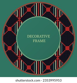 Round Frame Ethnic Patterns can be used for backgrounds, Clothing, Fabric, Batik, Knitwear, Embroidery, Ikkat, Pixel pattern. Traditional design.
