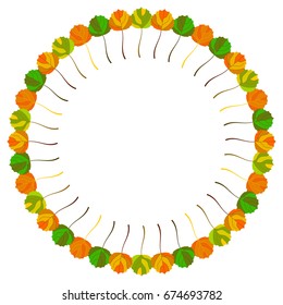 Round frame with fallen leaves. Vector clip art.