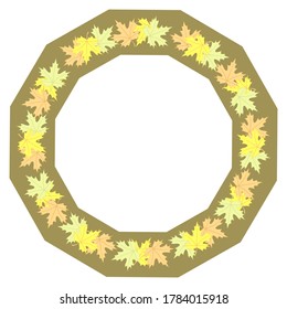 Round frame of falling, yellowed and reddened maple leaves.