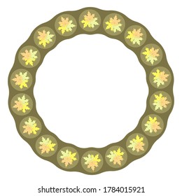 Round frame of falling, yellowed and reddened maple leaves.