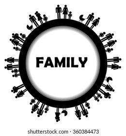 Round frame with family symbols
