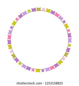round frame of flags and stars on a white background vector