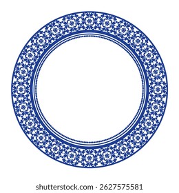 Runde Rahmen Muster florales Design. Ringform. botanisches, natürliches Thema. für Dekoration, Hintergrund, Wohnkultur, Keramik, Stoff, Fliesen. kreisförmiger Rahmen.