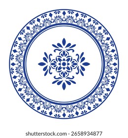 Projeto floral de padrão de moldura redonda. forma de anel. tema botânico, natural. para decoração, fundo, decoração da casa, cerâmica, tecido, azulejo. borda circular.