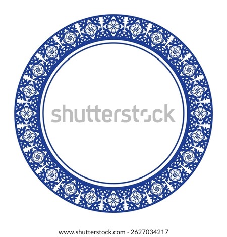 Round frame floral design. ring shape. botanical natural theme. for decoration, pattern, background, home decor, ceramic, fabric, tile. circular border.