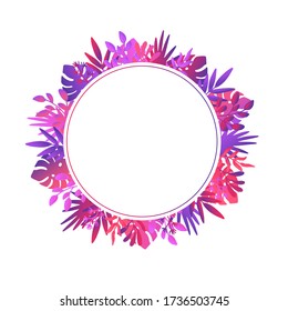 round frame with floral elements. Vector hand drawn. Nice summer colors.