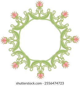 Round frame with floral pattern - hand drawn vector illustration.