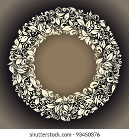 round frame from floral pattern in vintage style