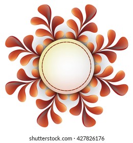 Round frame with floral pattern. Wreath border. Round banner. Circle banner. Vector label. Floral background. Circle border. Ornate frame.