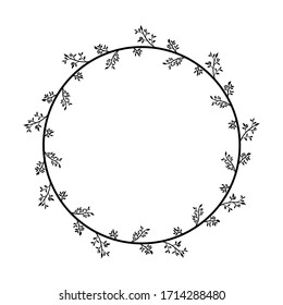 round frame in a floral style. border theme of plants. delimiters for text or calligraphy. flat design isolated white background.