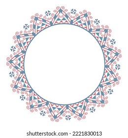 Round frame with flower folk embroidery17