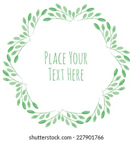 Round frame flower garland - watercolor vector template