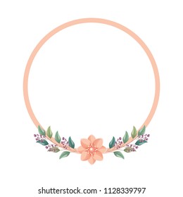 round frame flower leaves decoration
