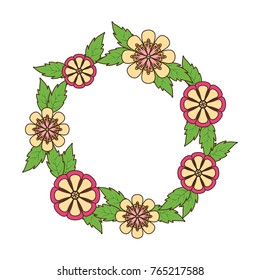 round frame flower  vector illustration