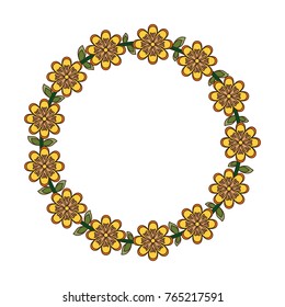 round frame flower  vector illustration