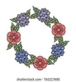 round frame flower  vector illustration