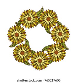 round frame flower  vector illustration