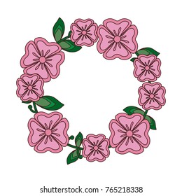 round frame flower  vector illustration