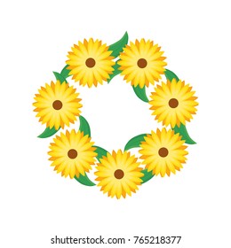 round frame flower  vector illustration