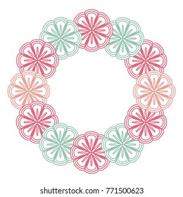 round frame flower vector illustration