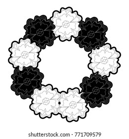 round frame  flower  vector  illustration