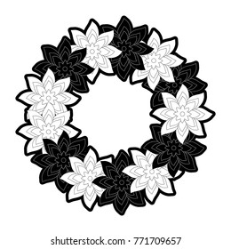 round frame  flower  vector  illustration