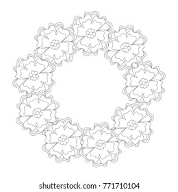 round frame  flower  vector  illustration
