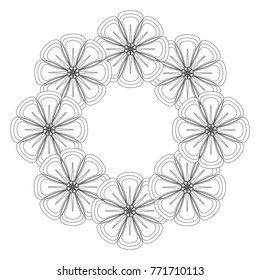 round frame  flower  vector  illustration