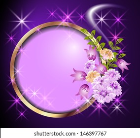 Round frame and flowers