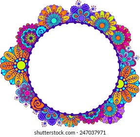 round frame with flowers