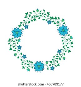 Round frame of flowers