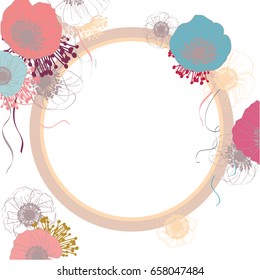 Round frame with flowers.