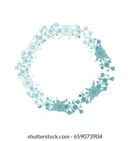 Round frame with flowers