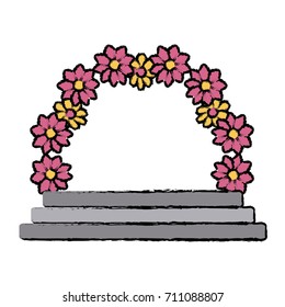 Round frame of flowers
